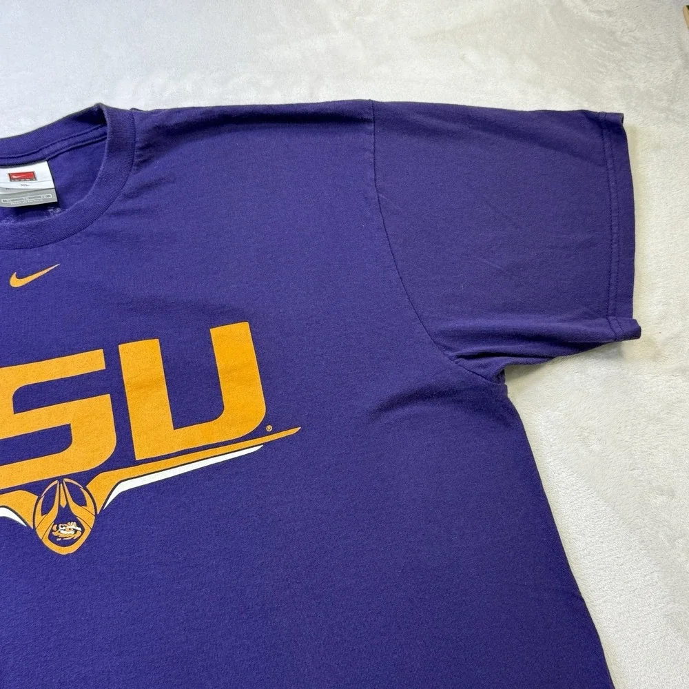 VTG Y2K Nike Team LSU Tigers T Shirt‎ Purple XL Swoosh NCAA